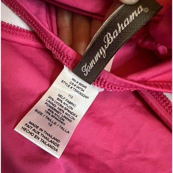 Tommy Bahama One-Piece Swimsuit Women Sz 12 Halter Hot-Pink Ruched NWOT - Picture 11 of 12